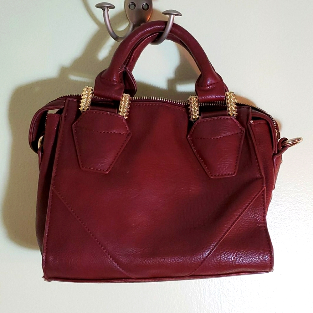 Burgundy mini-purse with cute punk details